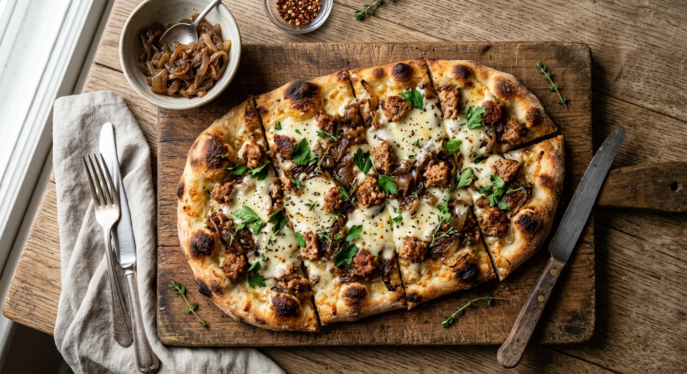 Flatbread with Crumbled Alheira