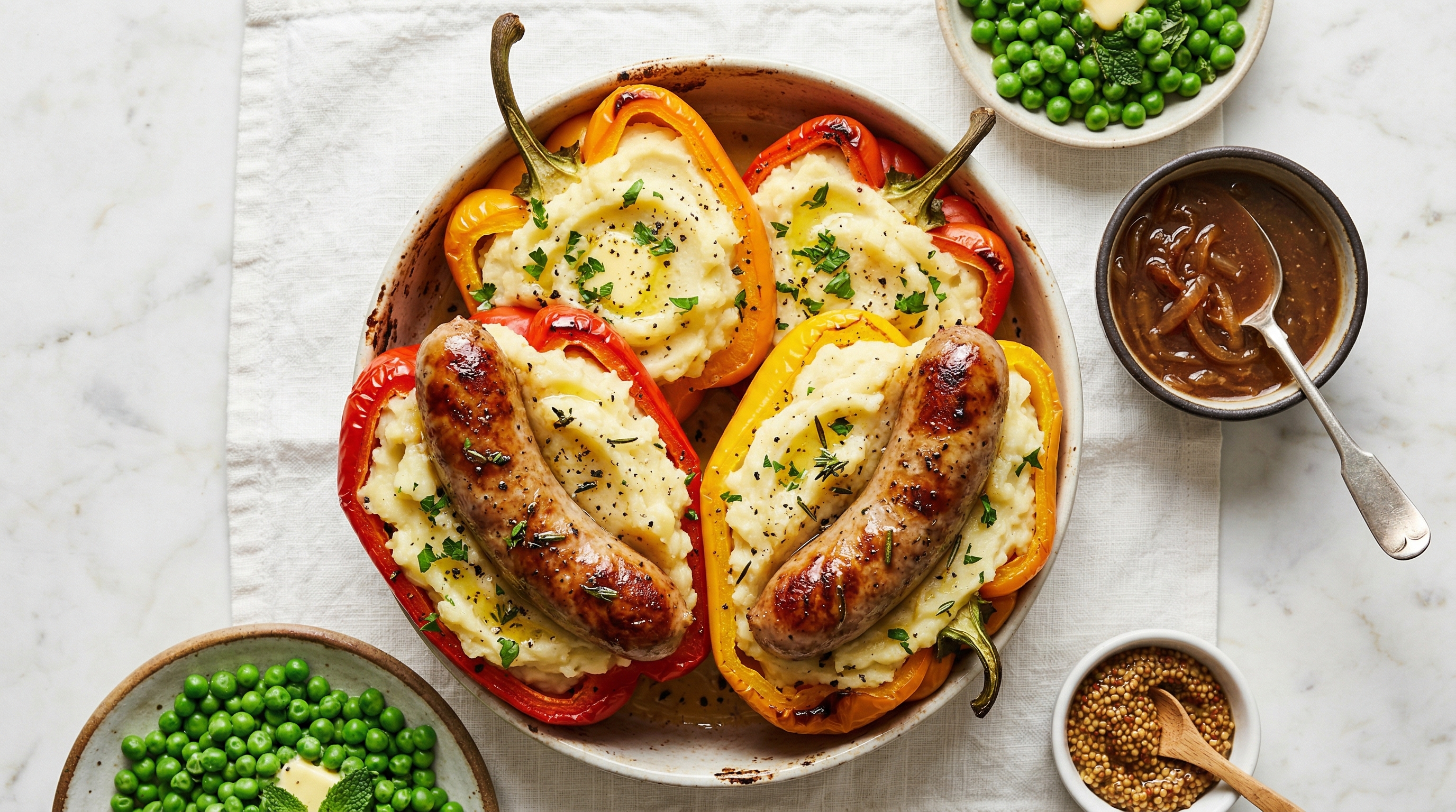 Bangers and Mash Stuffed Peppers