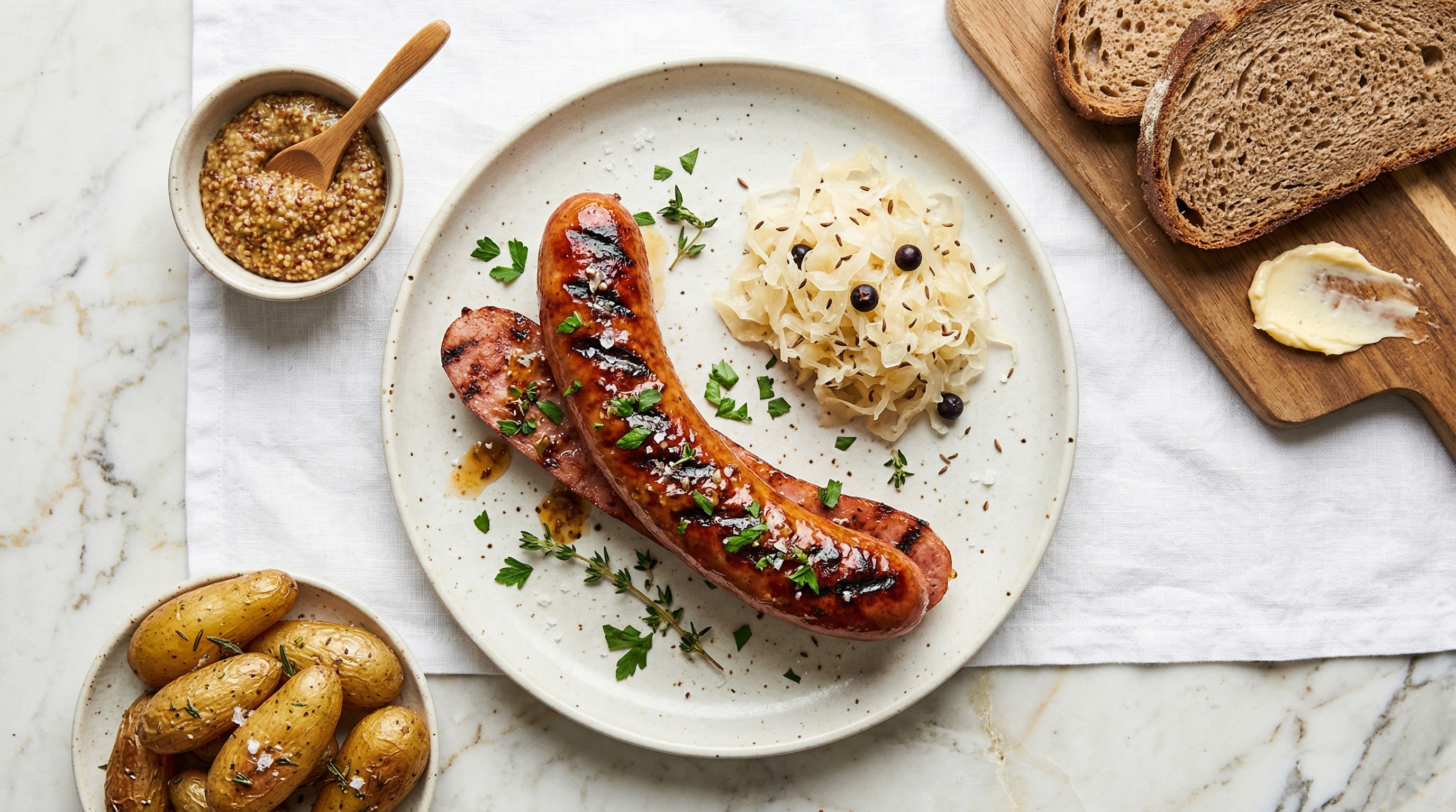 Grilled Cervelat with Mustard Glaze