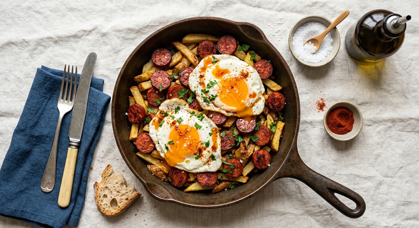 Chistorra with Huevos Rotos