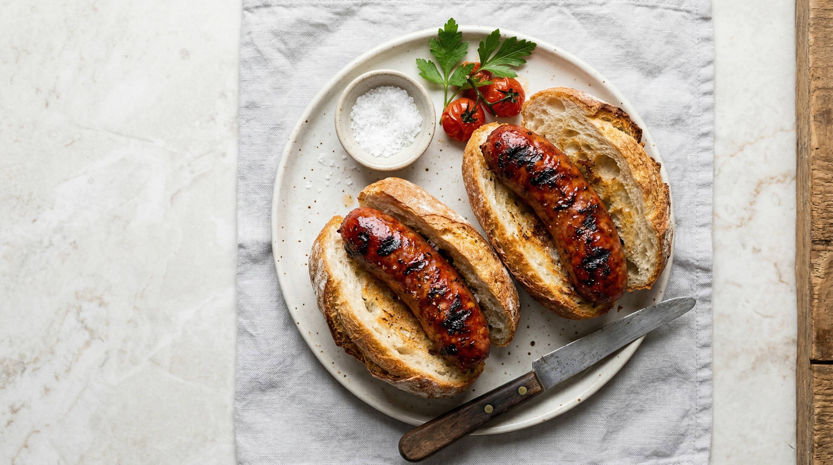 Grilled Chorizo Uruguayo with Crusty Bread