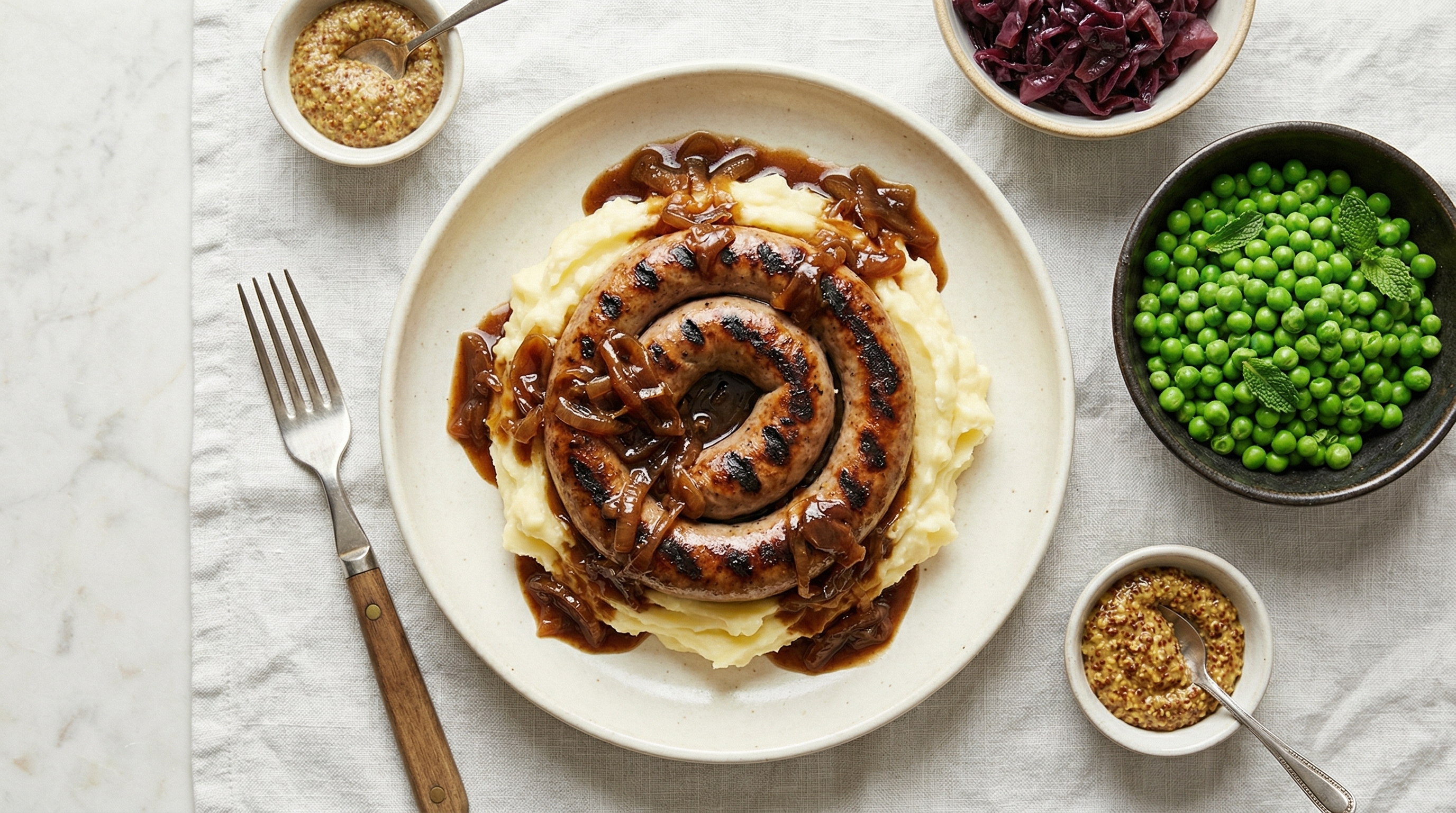 Classic Bangers and Mash with Onion Gravy