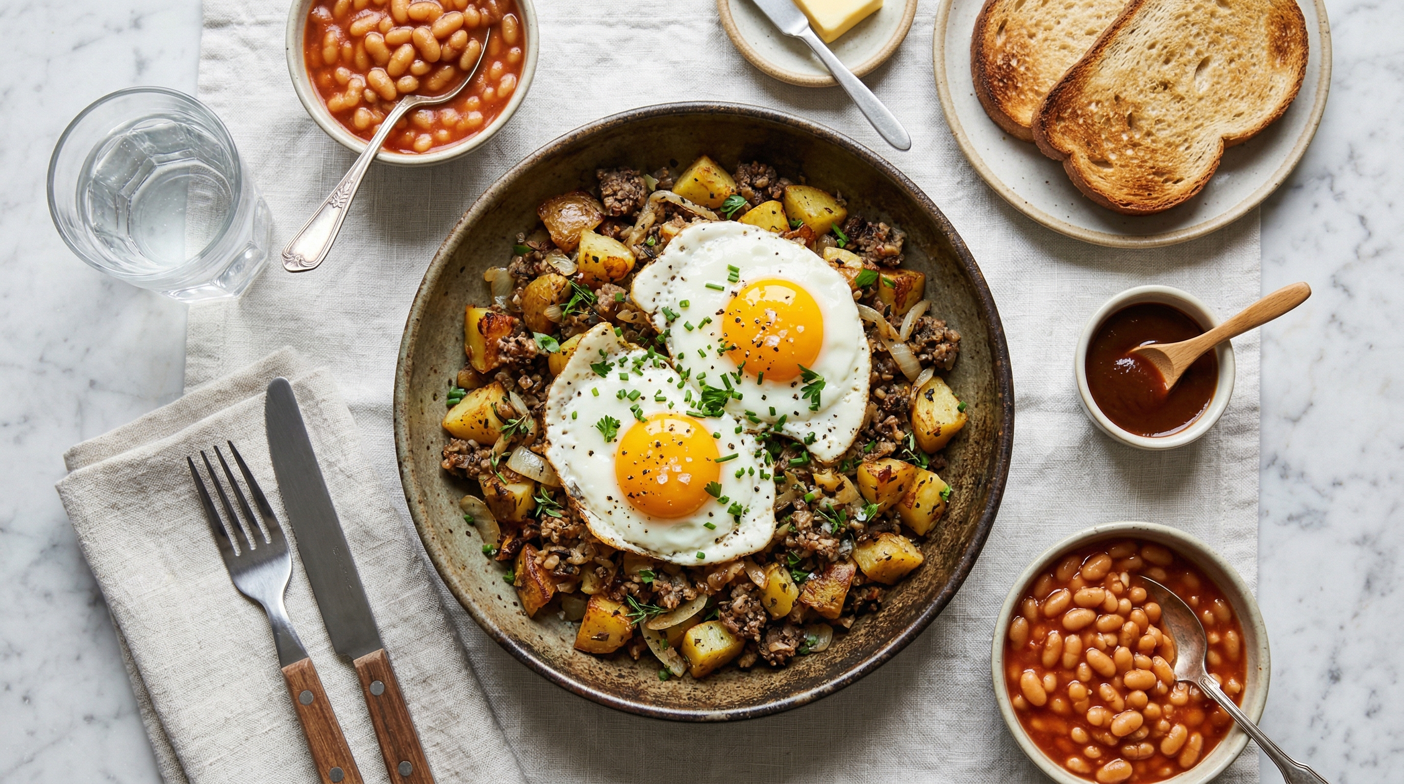 Haggis & Potato Hash with Fried Eggs