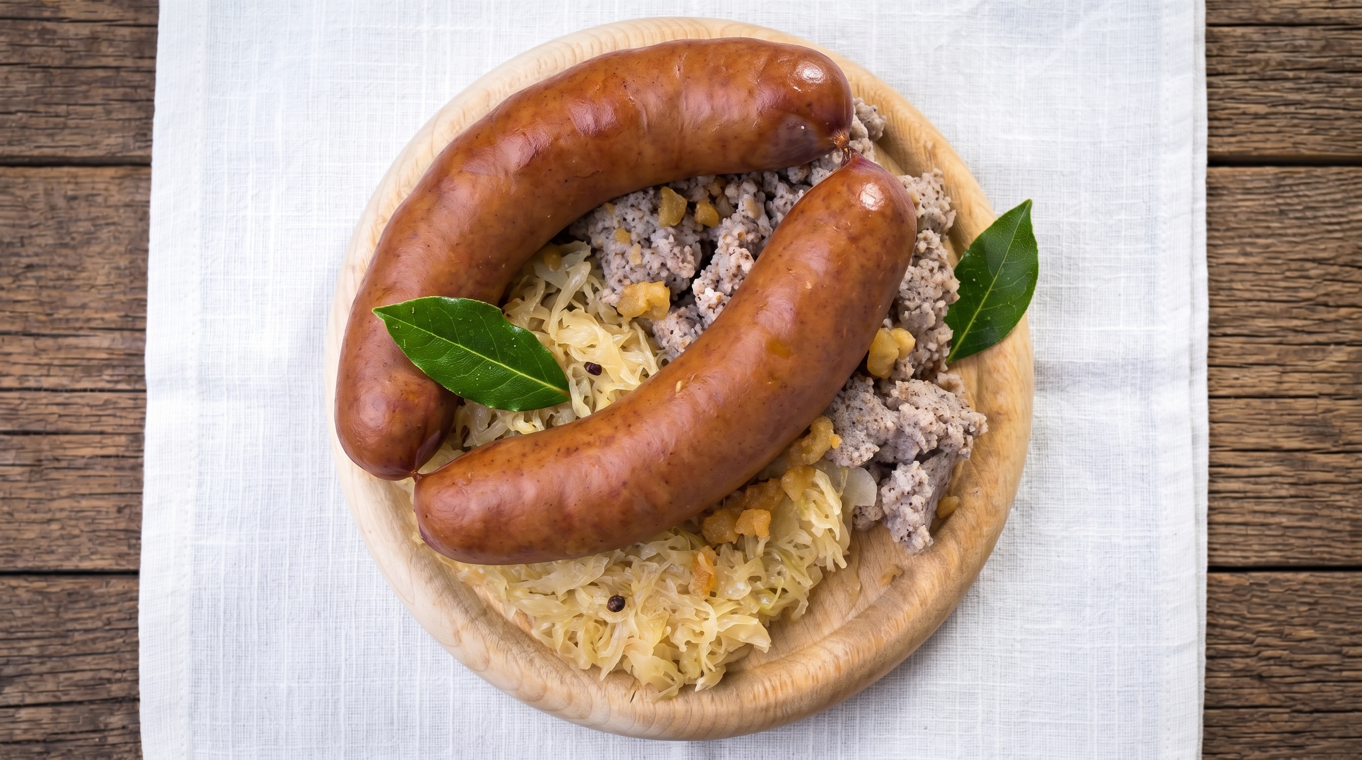 Kranjska klobasa with sauerkraut and žganci
