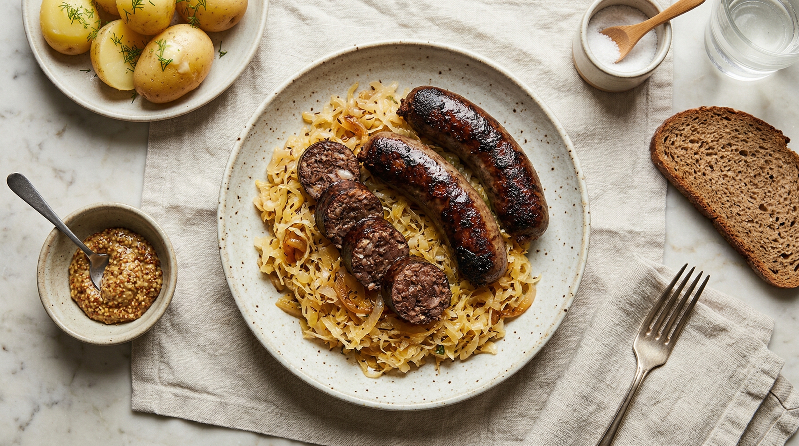 Pan-Fried Krvavica with Sauerkraut