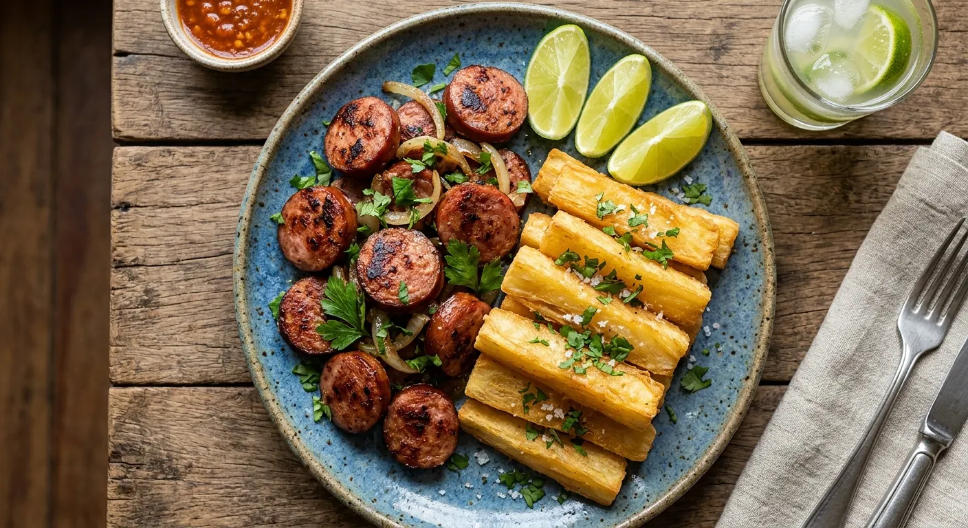 Linguiça mit frittierter Maniok