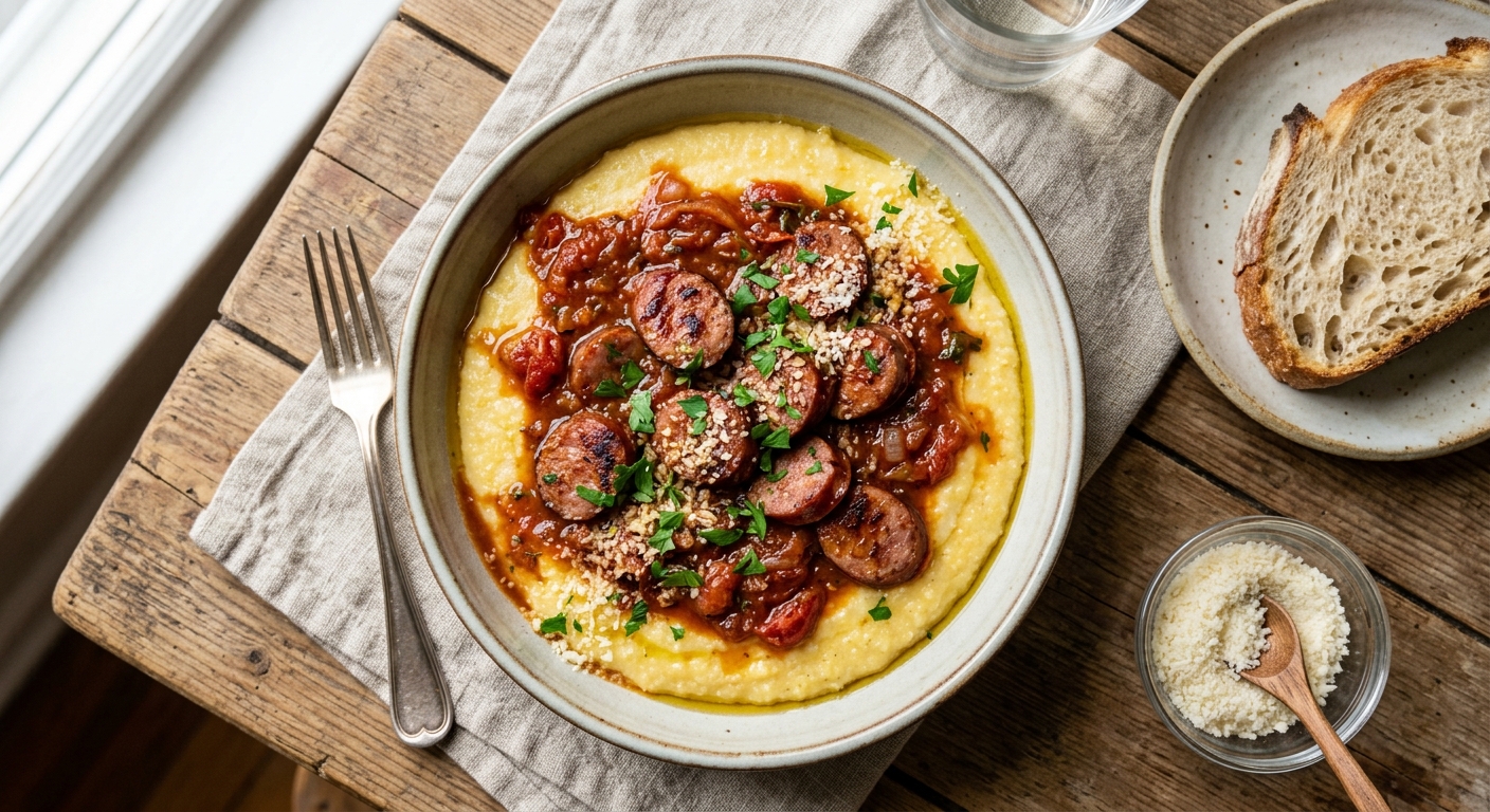 Linguiça com Polenta