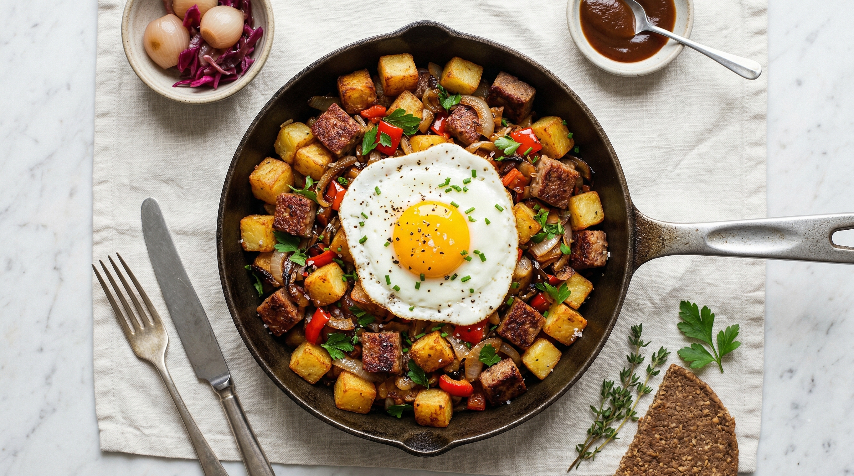 Lorne Sausage and Potato Hash with Fried Egg