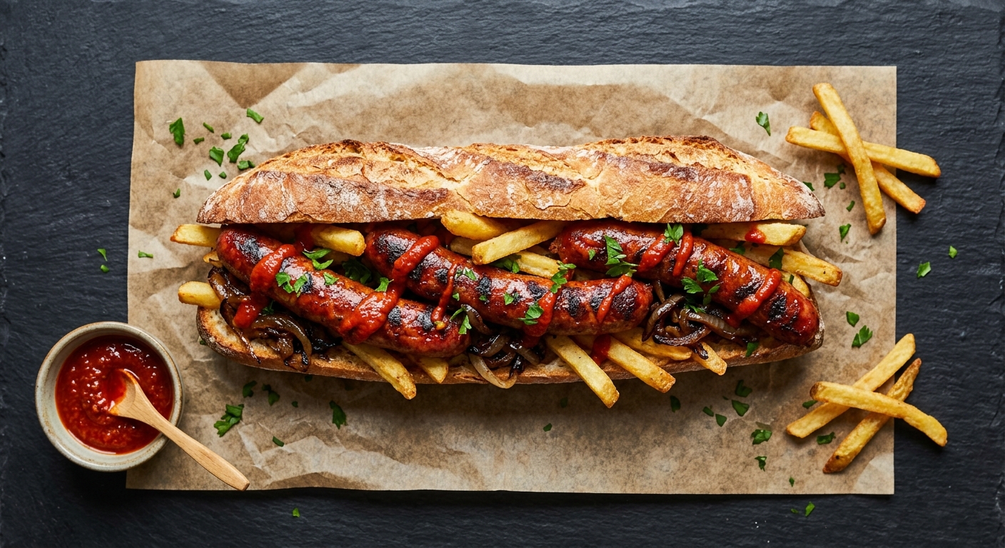Merguez-Frites Sandwich (Le Merguez-Baguette)