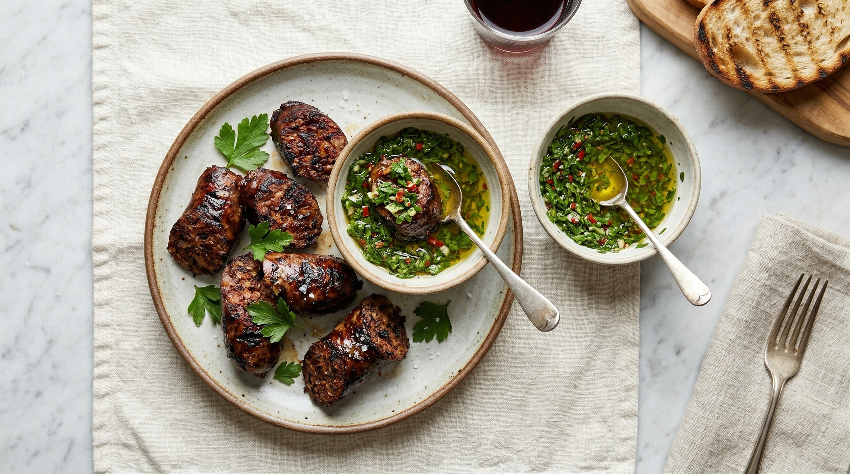 Grilled Morcilla Argentina with Chimichurri