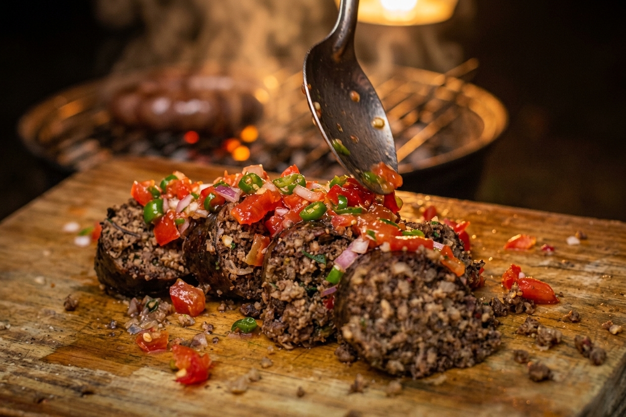 Grilled Mutura with Kachumbari