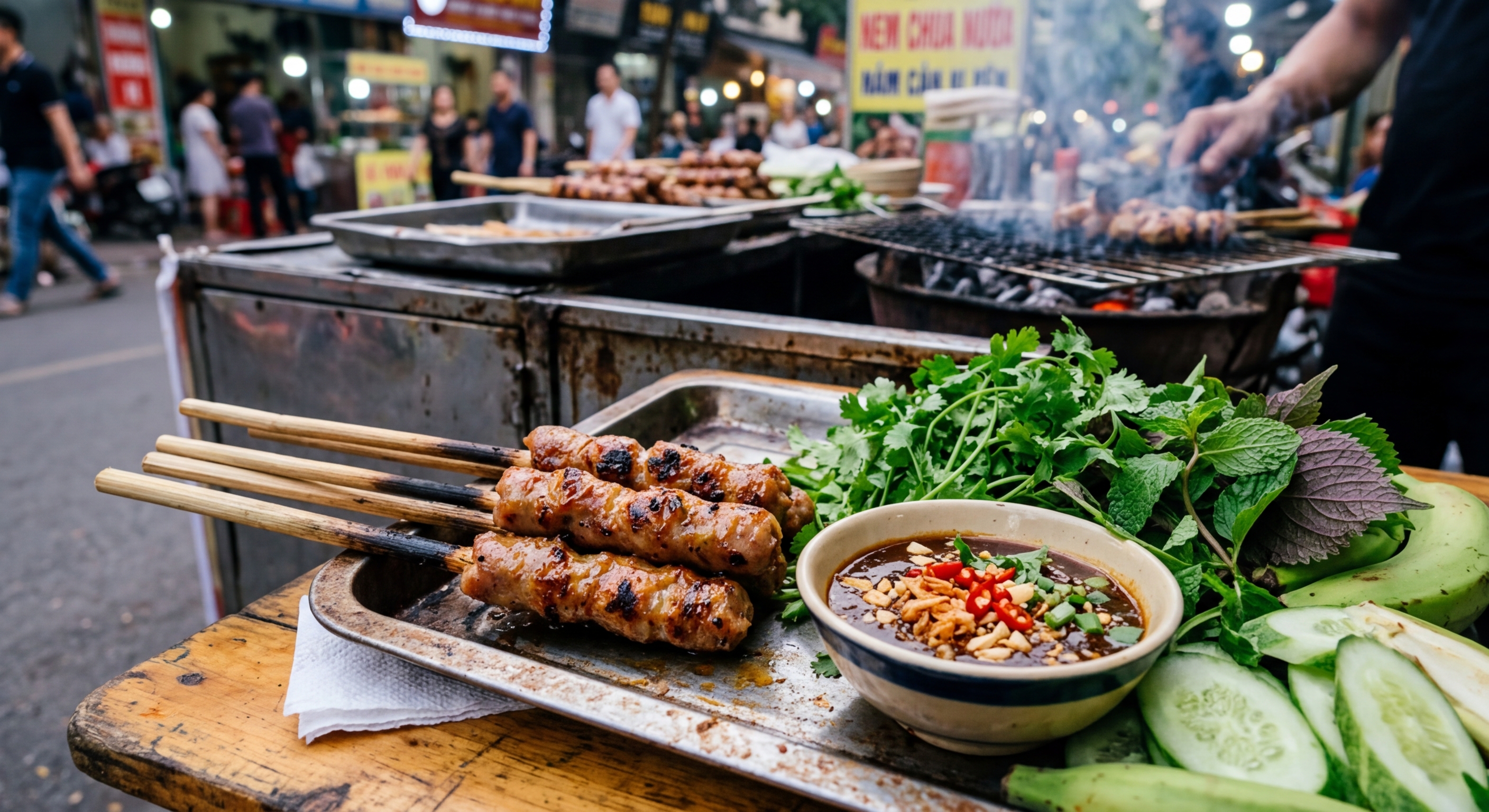 Nem Chua Nướng (Grilled Nem Chua Skewers)
