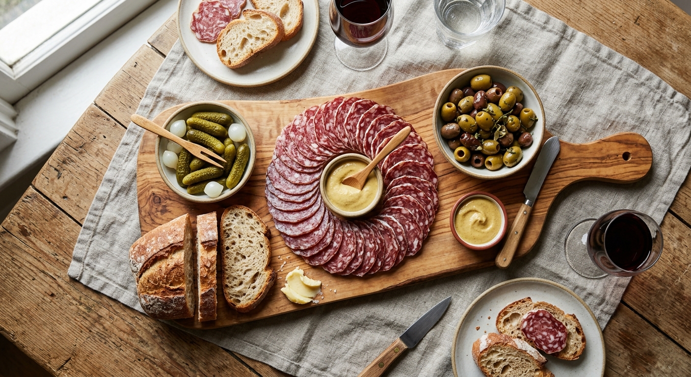 French Charcuterie Board with Saucisson Sec