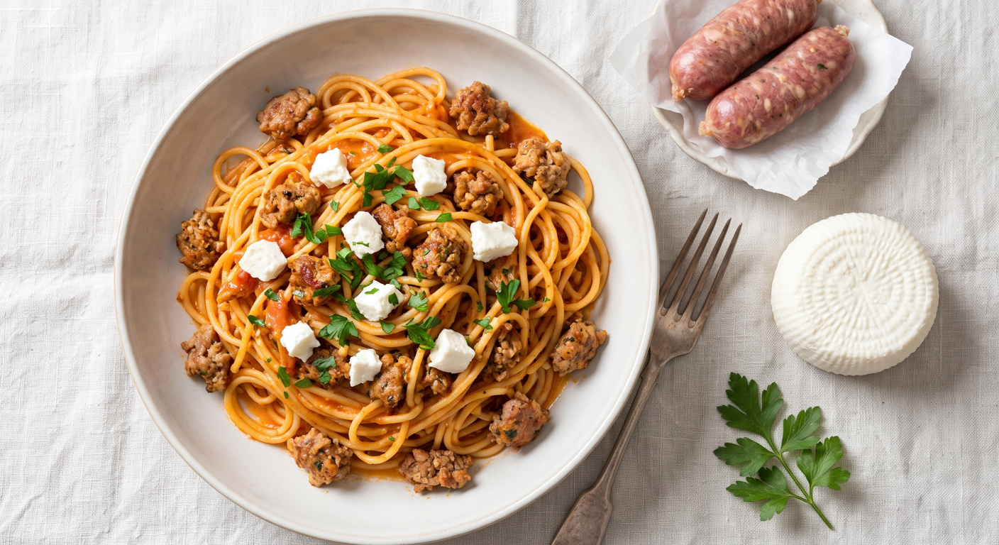 Spaghetti mit maltesischer Wurst