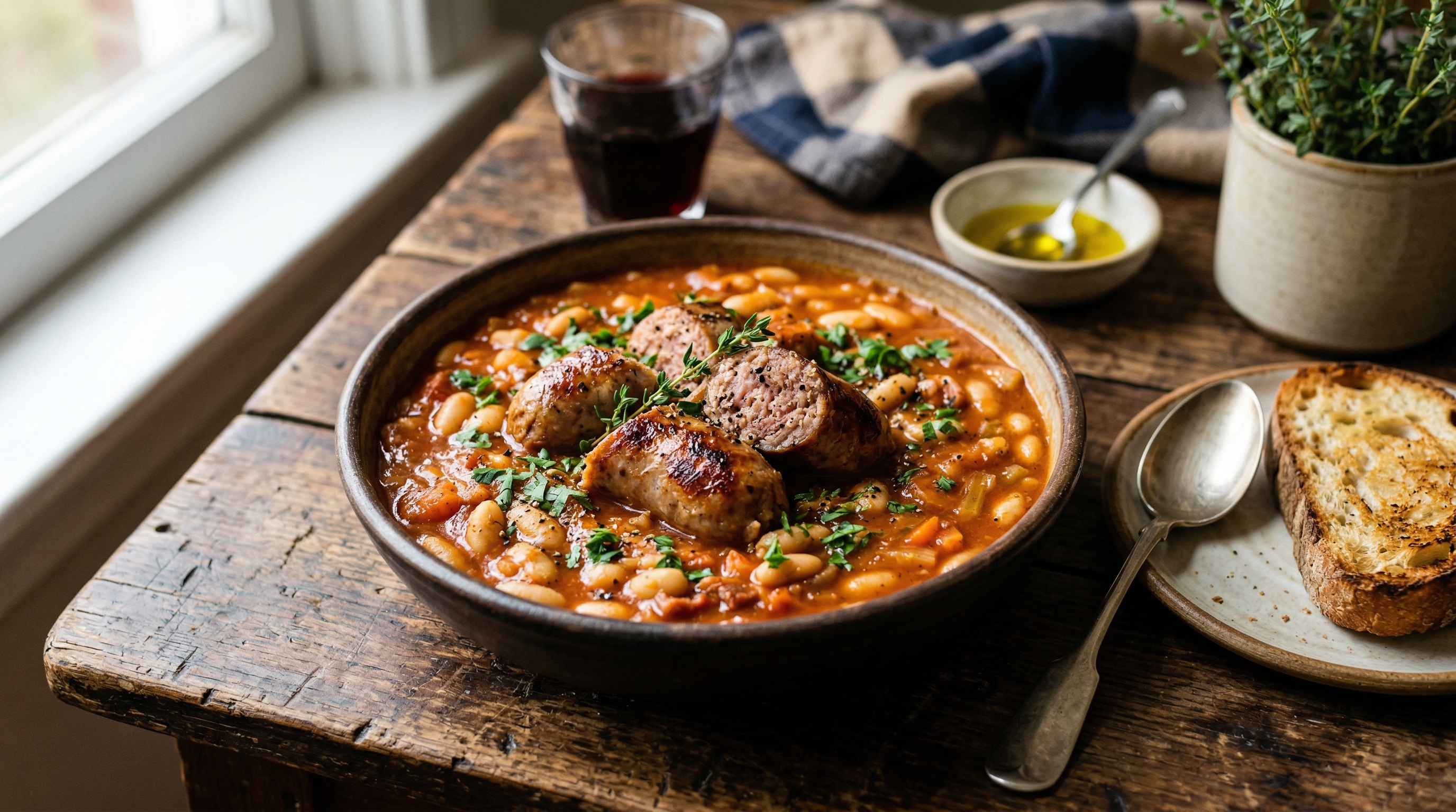 Toulouser Wurst und weißes Bohnenragout
