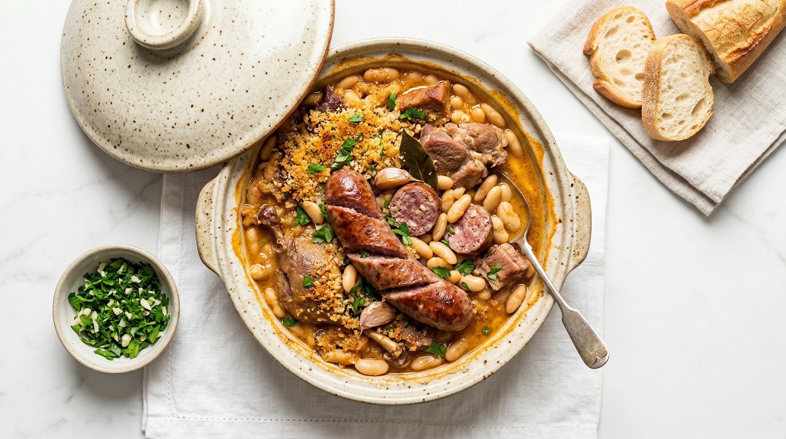 Classic Cassoulet with Toulouse Sausage, White Beans and Duck Confit