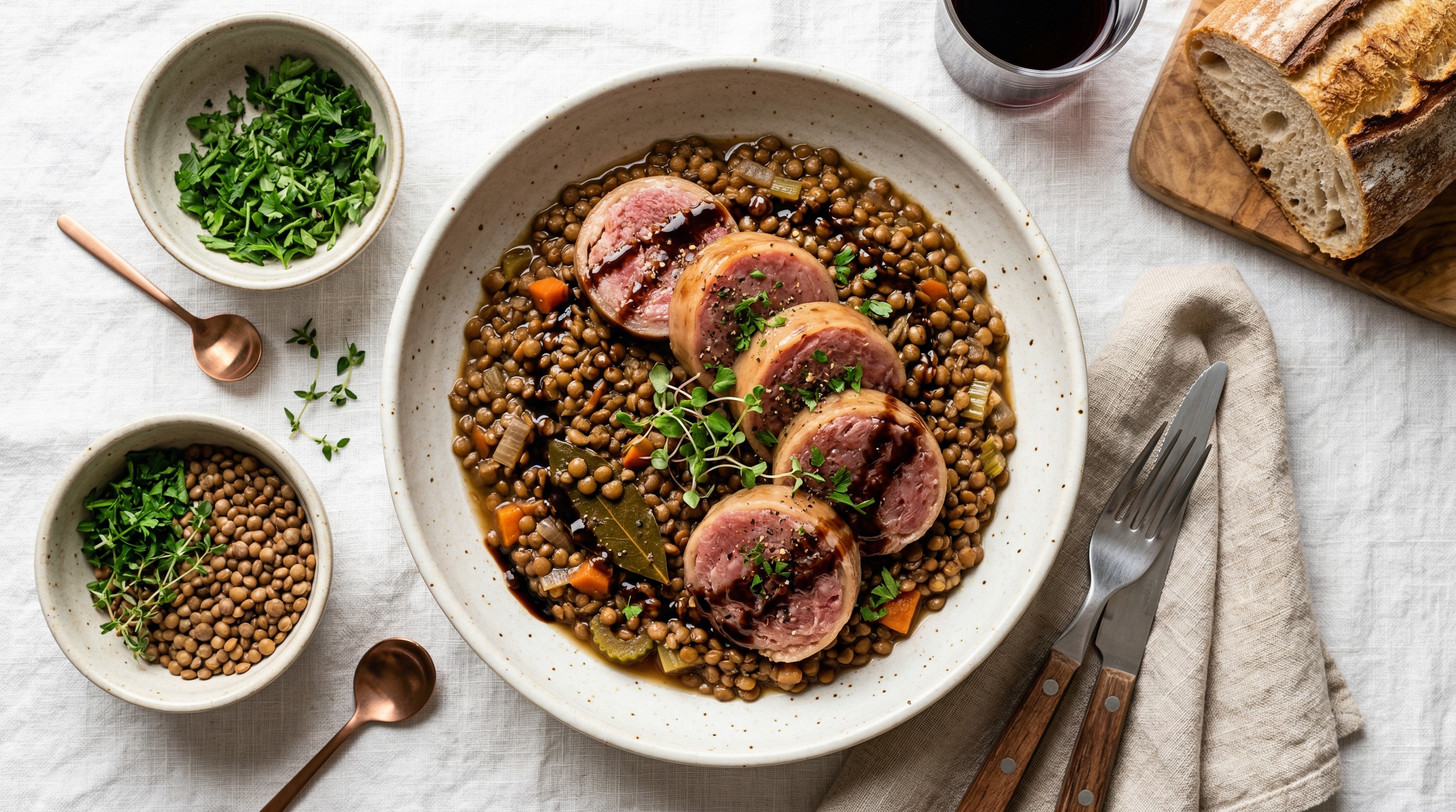 Zampone Modena with Lentils and Balsamic Glaze